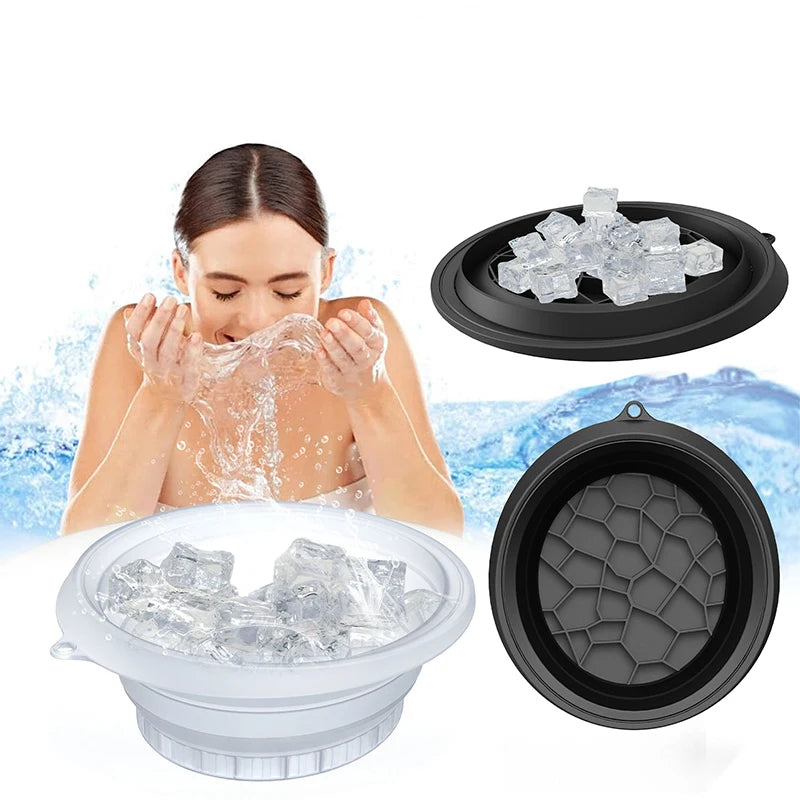 Collapsible Face Ice Bath BowlPortable Reusable Ice Bath BowlSilicone Bowl For Soaking Face Ice BathKitchen Bathroom Products